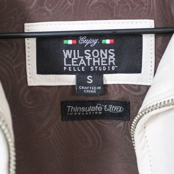 Vintage Women’s Cream Leather Jacket with Thinsulate Liner Zip Front Small - Picture 8 of 12